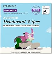 Zero Trace Travel Deodorant Wipes - 60 Count- 24 Hour Odor Control - Aluminum Free Hypoallergenic...