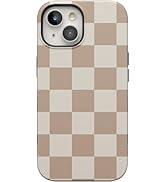 Casely iPhone 15 Case | Fit Check | Neutral Checkerboard | Bold Case | Compatible with MagSafe