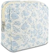 AMZMA Small Floral Quilted Makeup Bag, Coquette Aesthetic Travel Toiletry Organizer for Women, Li...