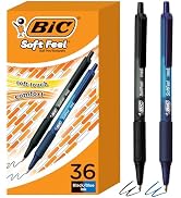 BIC Soft Feel Retractable Ballpoint Pen,1.0 mm Medium Point, Bulk School Supplies for Students an...