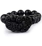 vv8oo Pi Xiu Bracelet Natural Bian Stone Black Beads 14mm Polished Round Stretch Pi Yao Patron Sa...