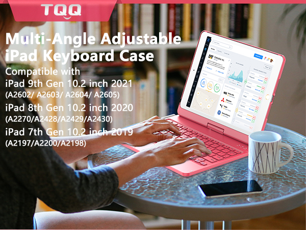 for ipad 9th case with keyboard pink 12