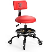 Rolling Shop Stool with Wheels, Garage Mechanic Stool Chair with Backrest, Height Adjustable Heav...