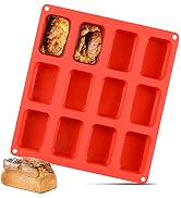 CAKETIME Silicone Mini Loaf pan, Mini Bread Pan Brownie Pan, 12 Cavities Nonstick Food Grade for ...