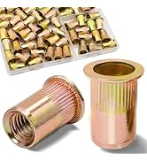 Vifmy 5/16"-18 UNC Rivet Nut, 60Pcs Zinc Plated Finish Carbon Steel Flat Head Threaded Insert Nut...