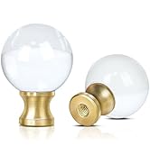 2 Pieces Crystal Lamp Finial Decorative Top Accessories Cap Knob,1/4-27 Screw Topper Clear Lamp F...