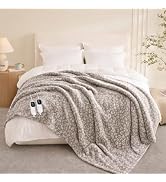 IUUI Leopard Print Heated Blanket,Luxury Faux Fur Electric Blanket,Fast Heating with 1/2/4/6/8/10...