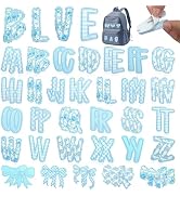 NICEVINYL Self-Adhesive Letter Patches for Backpacks: 62Pcs Blue | Letters Fabric Stickers Patche...