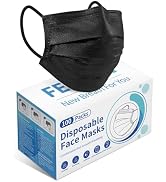Disposable Face Mask Adults Black - 100 Pack Individually Wrapped,4 Ply Protection Face Masks,Bla...