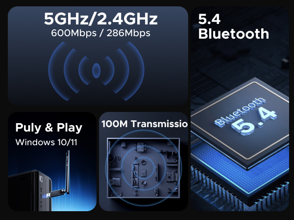 wifi adapter computer network adapter high gain antennas wifi to ethernet gaming 5GHz 2.4GHz BT5.4