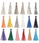 CALFOVERA 18PCS 4.33 Inch Multicolor Leather Tassel Bulk Keychain Handmade Soft PU Leather Tassel...