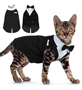 PUMYPOREITY Cat Tuxedo Suit Formal Wear with Bow Tie, Soft Skin-Friendly Cat Costumes for Cats On...