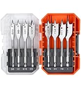 Luckyway 8-Piece 3/8 Inch to 1 Inch Spade Drill Bits Set for Wood, Plastic, Aluminum Hole Cutting...