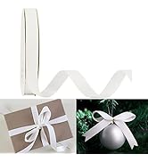 HUIHUANG White Ribbon Frosted Glitter Satin Ribbon Chunky Glitter Ribbon Metallic Glitter Ribbon ...
