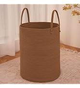 JMvicyroam Large Woven Laundry Basket Hamper,60L Cotton Rope Storage Bin for Blankets,Toys and Cl...