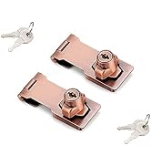 2 Packs Keyed Hasp Locks Twist Knob Keyed Locking Hasp for Small Doors, Cabinets and More,Stainle...