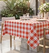Romanstile Rectangle Vinyl Tablecloth, 100% Waterproof Buffalo Gingham Plastic Table Cloth, Heavy...