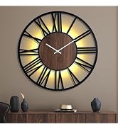 Mee 2ou 32 Inch Large Metal Wall Clock with Voice and Light Sensor Night Light, Glow in The Dark ...