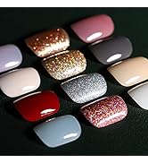 Teenitor Short Press On Nails,Press On Manicure, Glossy Square Press on False Nails, Natural Fake...