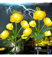 SmilingTown Solar Garden Stake Lights 2 Pack with 10 Rose Flowers Landscape Path Decorative Light...