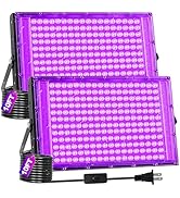 JNGMAIR 200W 2 Pack Black Light IP66 Waterproof with Switch + Plug + 10FT Cord, Outdoor LED Black...