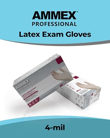 4 mil latex disposable exam gloves by Ammex professional