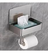 BOSOEI Toilet Paper Holder with Storage, Shelf of Bathroom Toilet Tissue Holder, Toilet Paper Rol...