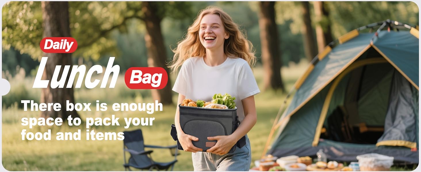 ExtraCharm Insulated Lunch Bag for Women/Men - Reusable Lunch Box for Office Picnic Hiking Beach