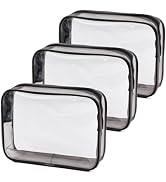 MODENGKONGJIAN TSA Approved Toiletry Bag, 3 Pcs Clear Toiletries Bags Quart Size Travel Makeup Co...
