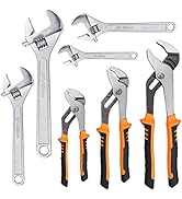 FASTORS 7-Pack Adjustable Wrench & Joint Pliers,Tongue and Groove Plier Set with Adjustable Wrenc...