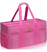 LHZK Standing Extra Large Utility Tote Bag with Metal Wire Frame and the Sides Rinforced, Large C...