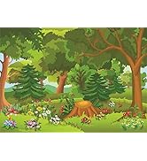 BELECO 7x5ft Fabric Cartoon Forest Backdrop Fairytale Forest with Flowers Mushroom Phtography Bac...