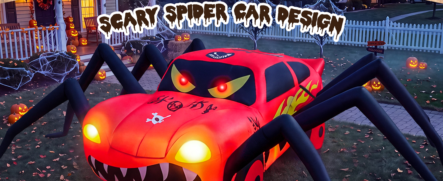 Super Giant 19.7 FT Halloween Inflatables Spider Car Outdoor Decorations