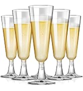 SUREHOME Plastic Champagne Flutes Disposable Champagne Glasses 20 Pack 5.5 Oz Clear Plastic Mimos...
