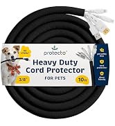 PROTECTO Heavy Duty Dog & Cat Cord Protector 10ft Long Sleeve, Easy-to-Use 3/8 in Cord Cover for ...