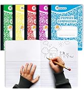 Rosmonde 5 Pack Primary Composition Notebook, 200 Pages (100 Sheets), Drawing Story Journal Writi...