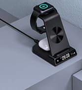 Wireless Charging Station for Apple Multiple Devices with Digital Clock, 3 in 1 Wireless Charger ...