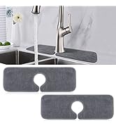 PoYang 2 Pack Faucet Mat for Kitchen Sink Splash Guard Short: Super Absorbent Microfiber Sink Wat...