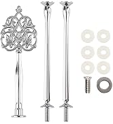 Happy Will 3 Tier 14" Heavy Metal Cake Stand Holder Fruit Plate Stand Fitting Hardware Rod (Silve...