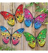 Metal Butterfly Wall Decor - 9.6" Outdoor Fence Wall Art Decor, Hanging Decoration for Garden Yar...