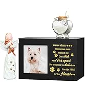 Pet Memorial Urn with Photo Frame, 110 Cubic Inches Wooden Pet Cremation Urn for Dogs & Cats, Sym...