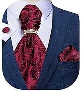 DiBanGu Paisley Ascot Ties for Men Silk Woven Cravat Tie and Pocket Square Cufflinks Set with Tie...