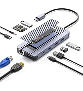 12-in-1 USB-C Hub with 10Gbps M.2 NVMe/SATA SSD Enclosure, Support 4K@60Hz HDMI,100W PD,SD/TF Car...