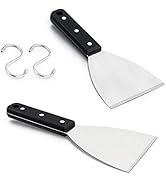 HaSteeL Griddle Scraper 2Pcs, Stainless Steel 9.5in Slant Edge Metal Grill Scraper Chopper for Fo...