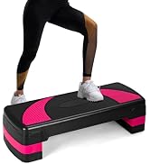 SPORFIT Aerobic Step Exercise Platform, 31” Step Bench with Stackable Risers, 4”-6”-8” Adjustable...