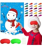 PLULON Christmas Games for Kids Pin Nose on Snowman Party Games Large Poster Backdrop for Girls B...