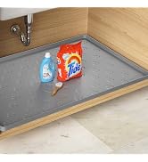 Under Sink Mat - Waterproof Kitchen Cabinet Tray - 34" x 22" Flexible Silicone Under Sink Liner -...