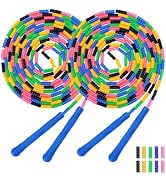 Double Dutch Jump Rope 16 ft 2 Pack, Adjustable Long Skipping Rope with Wooden Handle, Multiplaye...