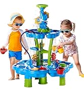 3 in 1 Flower Shape Water Table with Pump for Toddler Kids Ages 3-5 4-8, Summer Outdoor Toys Kids...