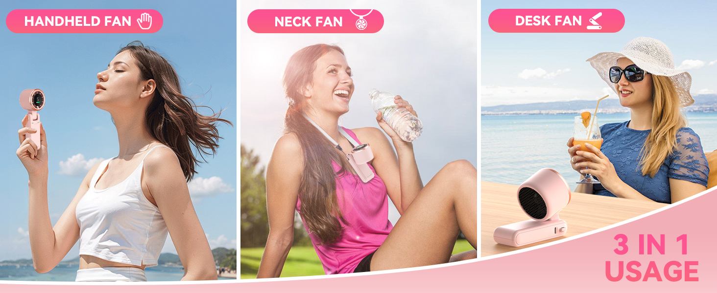 3in1 portable fans neck desk rechargeable fan hand fans fan portable summer outdoor cooling air